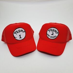 MAGA Trump 2024 Dr. Suess Themed Foam Trucker Mesh Snapback Hat Cap red